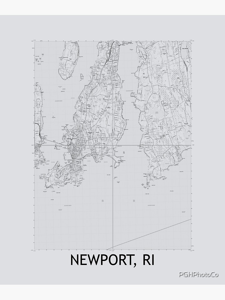 "Newport, RI Quad Topographical Map Grey" Sticker by PGHPhotoCo Redbubble