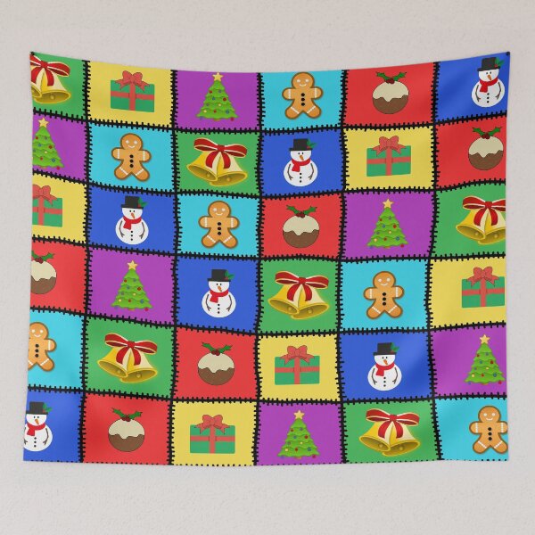 Item preview, Christmas theme patchwork quilt design illustration designed and sold by Graphics By Craig.