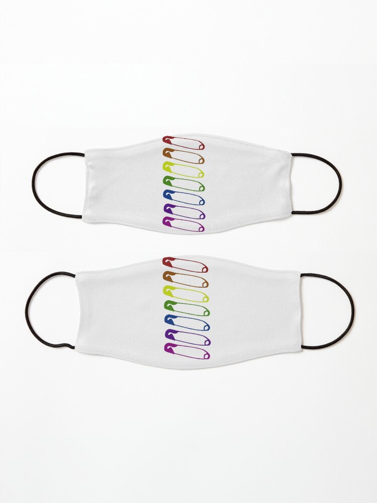 Alternate view of Safe with me rainbow safety pins Mask