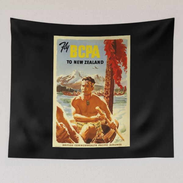 Item preview, retro classic Fly BCPA to New Zealand poster designed and sold by CorasPosters.