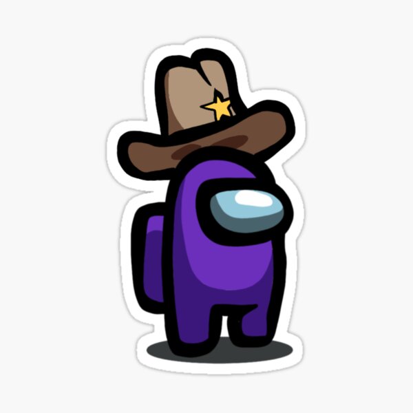 Purple Among Us Character With Sheriff Hat Sticker By Dwightt Redbubble