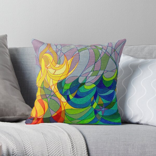 Mermaid on a rock Throw Pillow