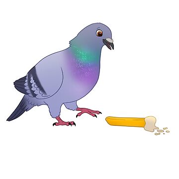 Artwork thumbnail, city pigeon dove eating french fries fry food junkfood by Chiwowy