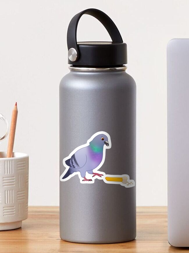 Thumbnail 1 of 3, Sticker, city pigeon dove eating french fries fry food junkfood designed and sold by Chiwowy.