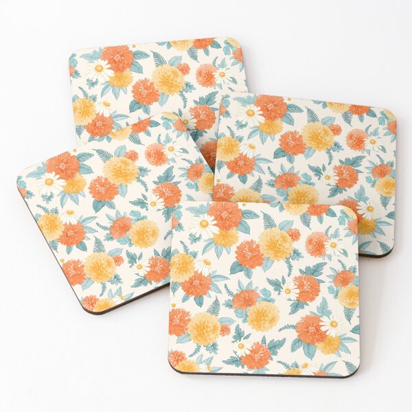 Item preview, Watercolor Dahlias & Daisies; Fall / Autumn Bright Floral Pattern designed and sold by KearonAlexandra.
