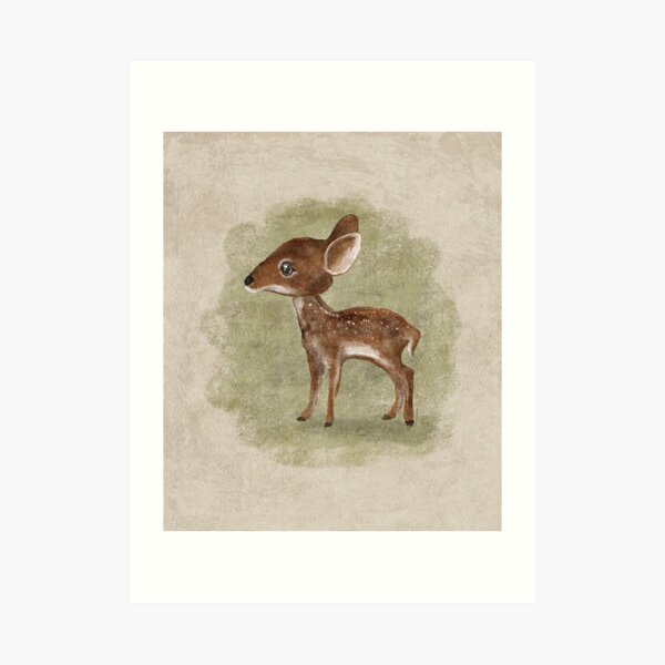Baby Deer Painted Illustration Art Print