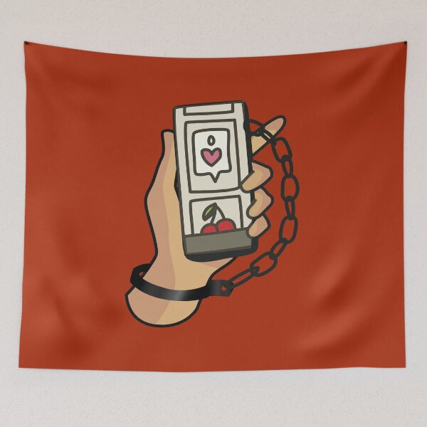 Item preview, Phone Addict Comic Hearts, Likes, Responsible tech, Tech Product design, UX UI design, Digital experiences, Phone, Chained, Cartoon designed and sold by ruepix.