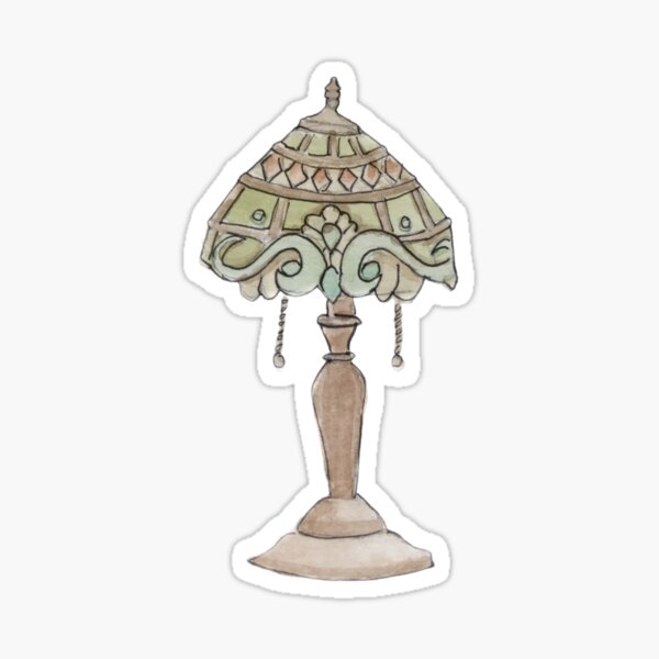 Item preview, Antique Stained-Glass Lamp Illustration in Watercolor designed and sold by Regan Ralston.