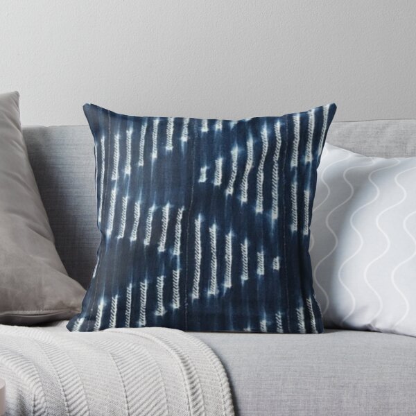 Blue Indigo Mudcloth 02 Throw Pillow