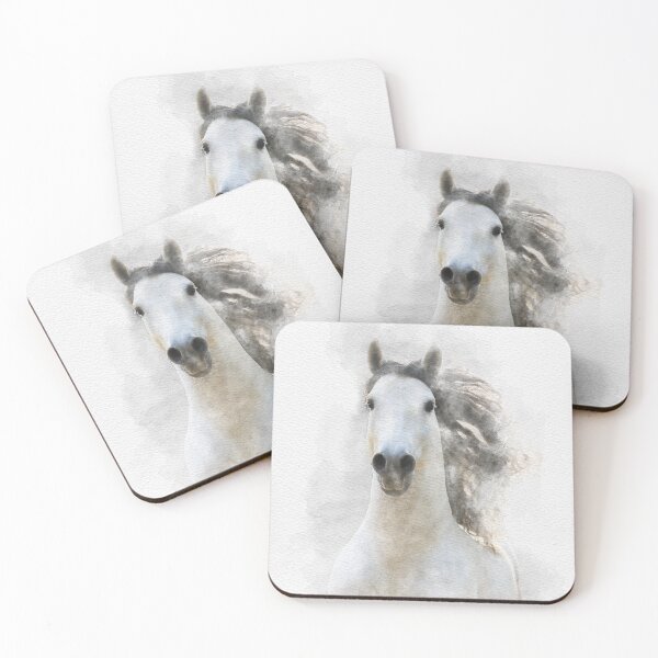 Item preview, white Andalusian horse in water colors designed and sold by Nicole Bleck.