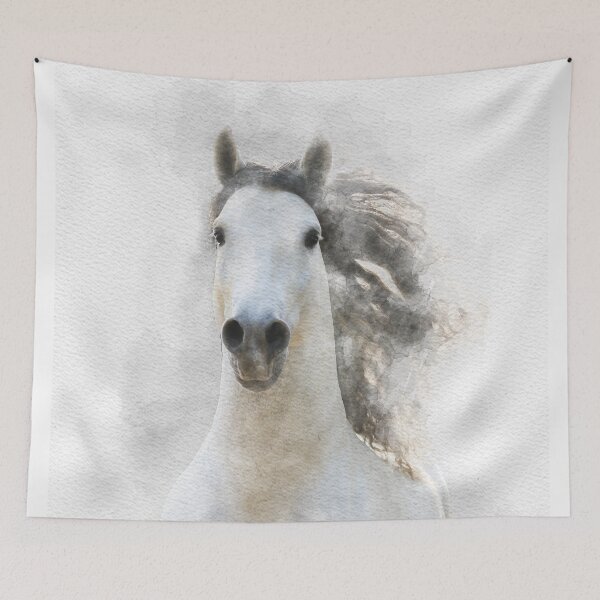 Item preview, white Andalusian horse in water colors designed and sold by Nicole Bleck.