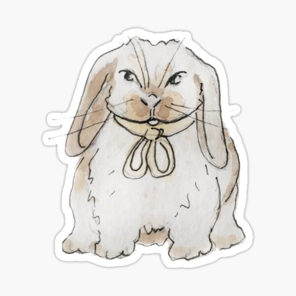 Floppy-Eared Bunny Illustration in Watercolor Sticker