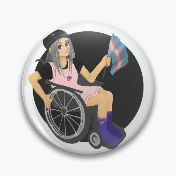 Item preview, person in wheelchair holding Trans flag designed and sold by EllyBurg.