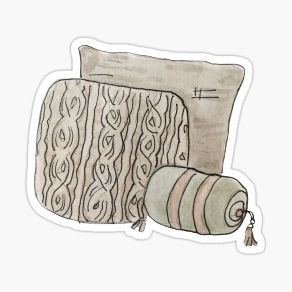 Cozy Pillow Pile Illustration in Watercolor Sticker