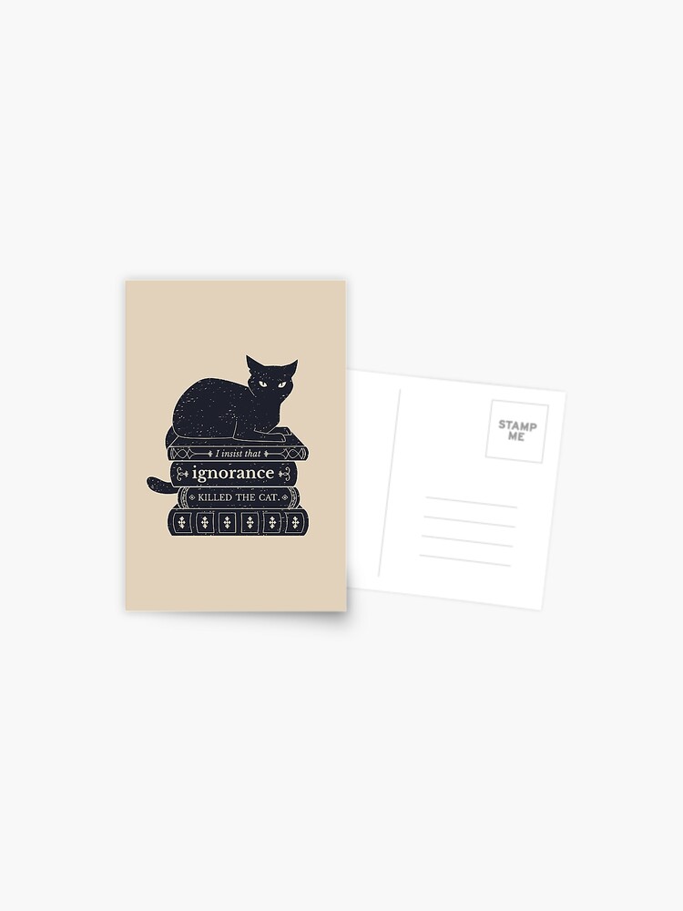 Thumbnail 1 of 2, Postcard, Dark Academia: Ignorance Killed The Cat designed and sold by ElectricFangs.