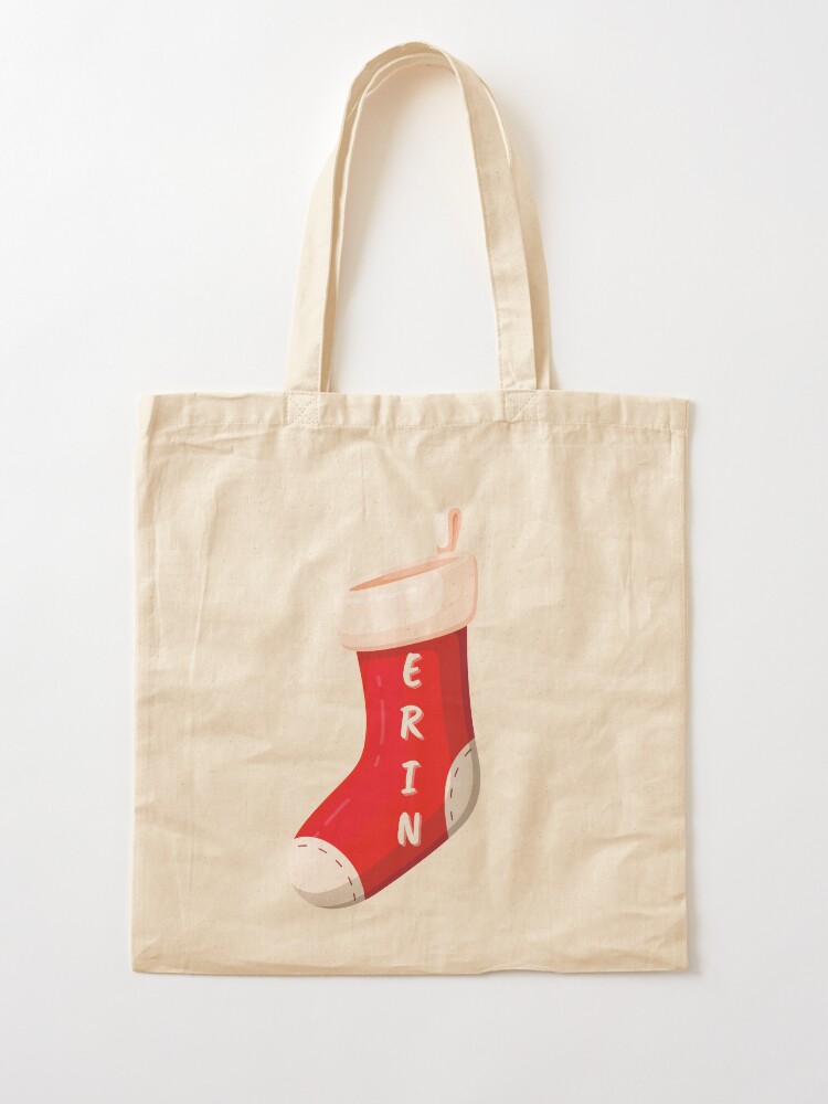 Alternate view of Stocking with name Erin Tote Bag