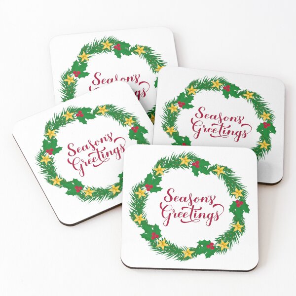 Item preview, Season’s Greetings calligraphy lettering.  Christmas wreath designed and sold by LaBelezoka.