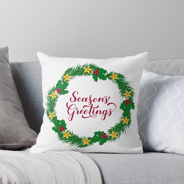 Item preview, Season’s Greetings calligraphy lettering. Christmas wreath designed and sold by LaBelezoka.