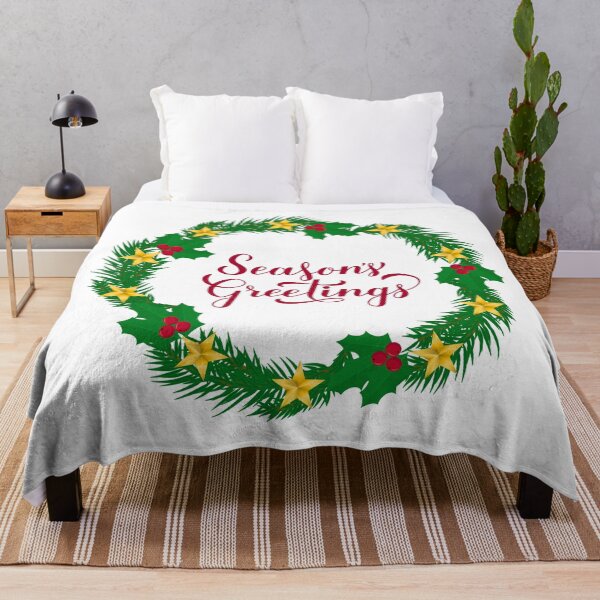 Item preview, Season’s Greetings calligraphy lettering.  Christmas wreath designed and sold by LaBelezoka.