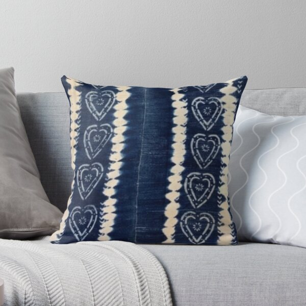 Blue Indigo Mudcloth 05 Throw Pillow
