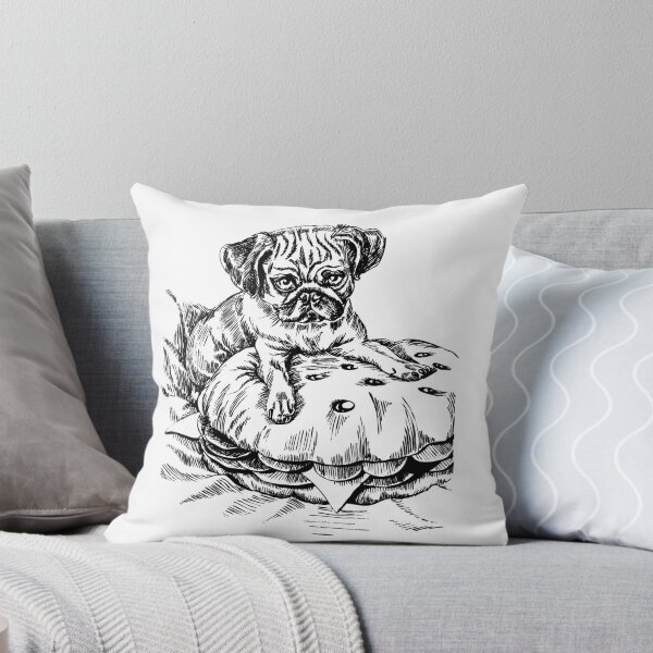Item preview, Cute pug puppy sitting on a burger pillow designed and sold by Valentina Pozhar.