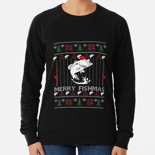FISHING CHRISTMAS Jumper Merry Fishmas Mens Funny Xmas Sweatshirt Ugly Fisherman