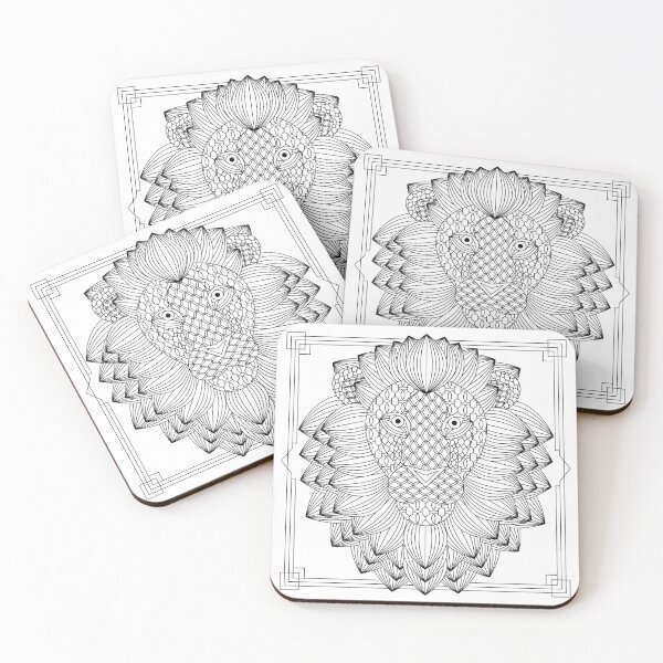 Item preview, Lion Line Art Design with Geometric Border designed and sold by Laura Ray Leslie.