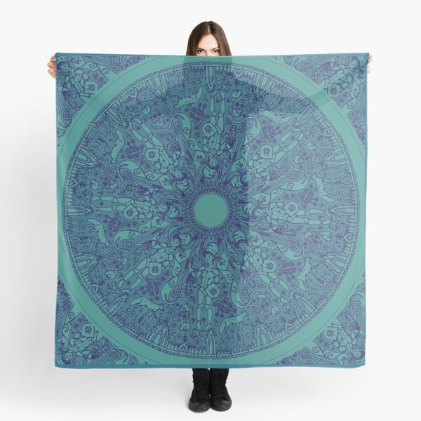 rosace medieval bleue Foulard