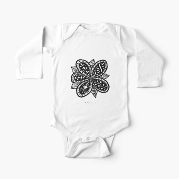 Magic Flower black, Helen Berchtold Baby Body Langarm