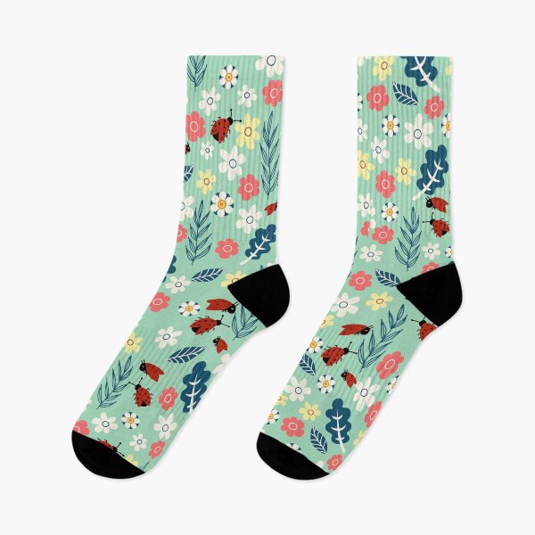 Item preview, Spring meadow in bloom with ladybirds on green background designed and sold by Arch4Design.