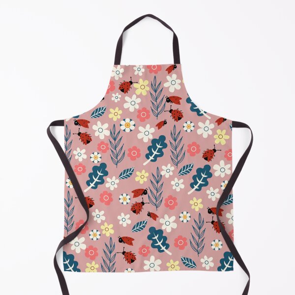 Item preview, Spring meadow in bloom with ladybirds on pink background designed and sold by Arch4Design.