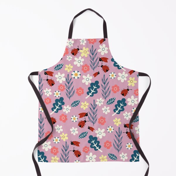 Item preview, Spring meadow in bloom with ladybirds on dark pink background designed and sold by Arch4Design.