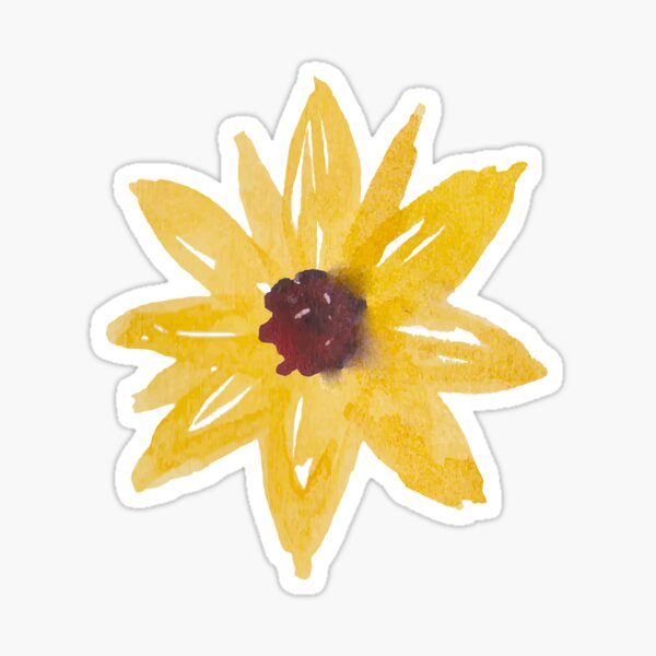 Yellow Watercolor Sunflower Sticker For Sale By Bubble Steph Redbubble