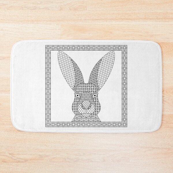 Item preview, Rabbit Line Art Design with Flower Border designed and sold by Laura Ray Leslie.