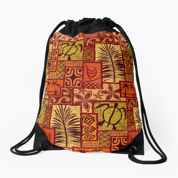 Moku Malihini red Drawstring Bag