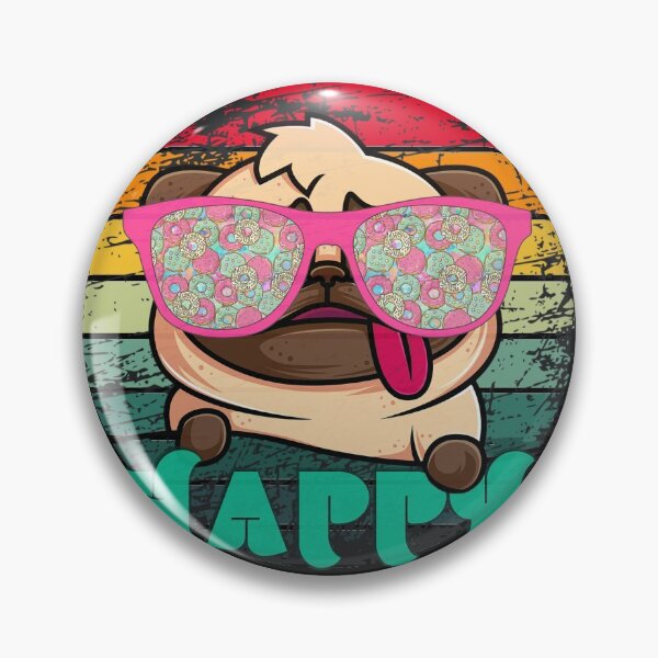Item preview, HAPPY Pug Retro Vintage  designed and sold by ByLorin.