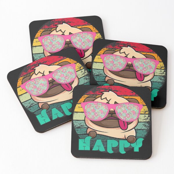 Item preview, HAPPY Pug Retro Vintage  designed and sold by ByLorin.