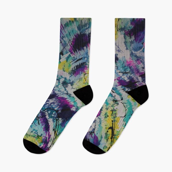 Item preview, Abstract Expressionism Brushy Batik in Blues, Purples, and Greens designed and sold by Leslie Rogers Todder.