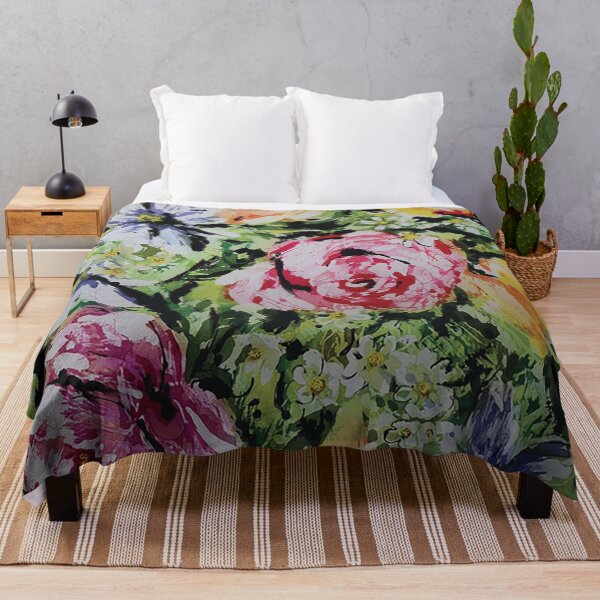 Item preview, Brushy Batik Roses on Green Ground designed and sold by Leslie Rogers Todder.