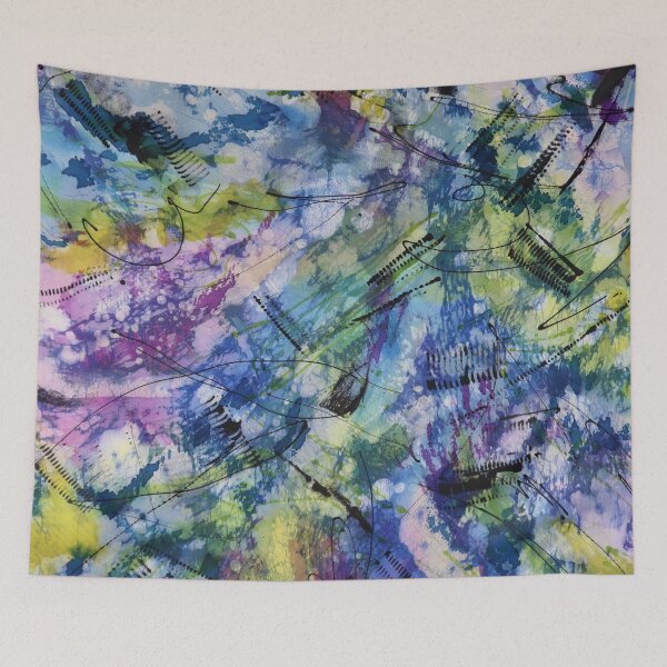 Item preview, Blue Textured Abstract Expressionistic Silk Painting designed and sold by Leslie Rogers Todder.