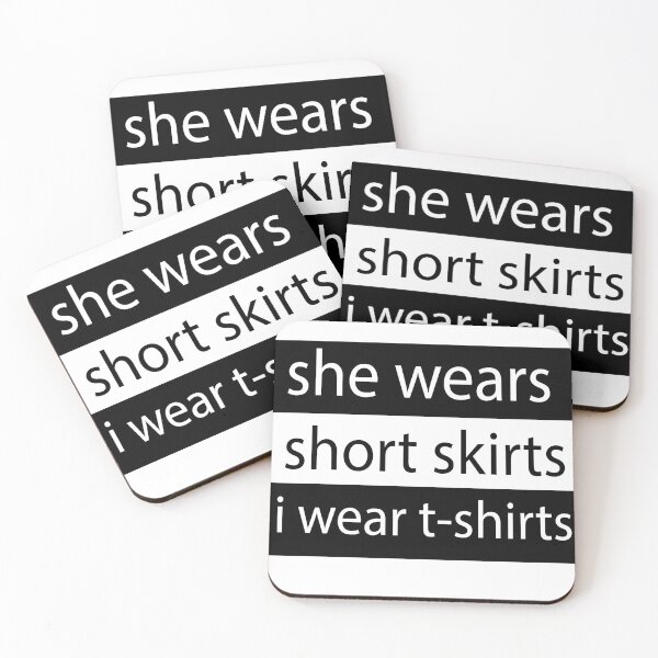 Item preview,  funny gift she wears short skirts I wear - black and white writing illustration.  designed and sold by OMCreative.