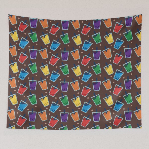 Item preview, Brown Rainbow Boba Tea Pattern designed and sold by simplybirdsong.