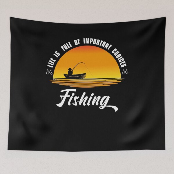 Item preview, Funny Life Is Full of Important Choices Fishing  in Sunset Illustration Gifts Ideas for Fisherman Lover designed and sold by JUSTBEELEGANT.
