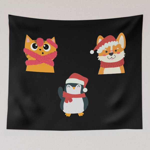 Item preview, Cute Christmas Kitten, Dog and Penguin designed and sold by Xrizen  Designs.