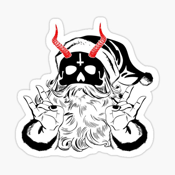 Red Horned Evil Santa - Devil Anticlaus - Krampus Sticker