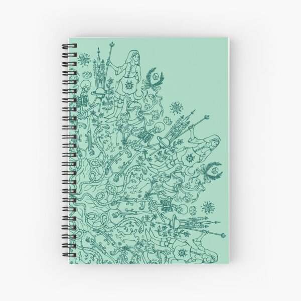 Rosace medieval Saturne verte Cahier à spirale
