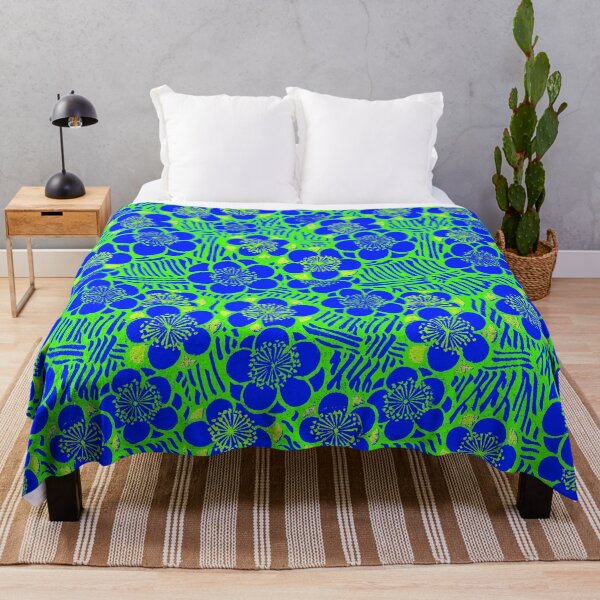 Item preview, Green and Blue Vintage Japanese Floral Pattern designed and sold by Wolka.