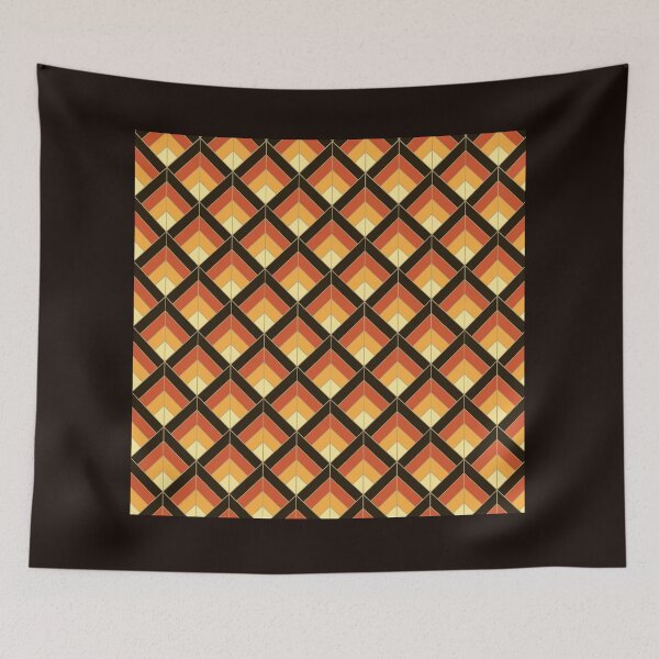 Item preview, 70s Vintage,geomatric line pattern,Seventees trending collection Yellow Me, Brown pattern designed and sold by AmazingEcraft.