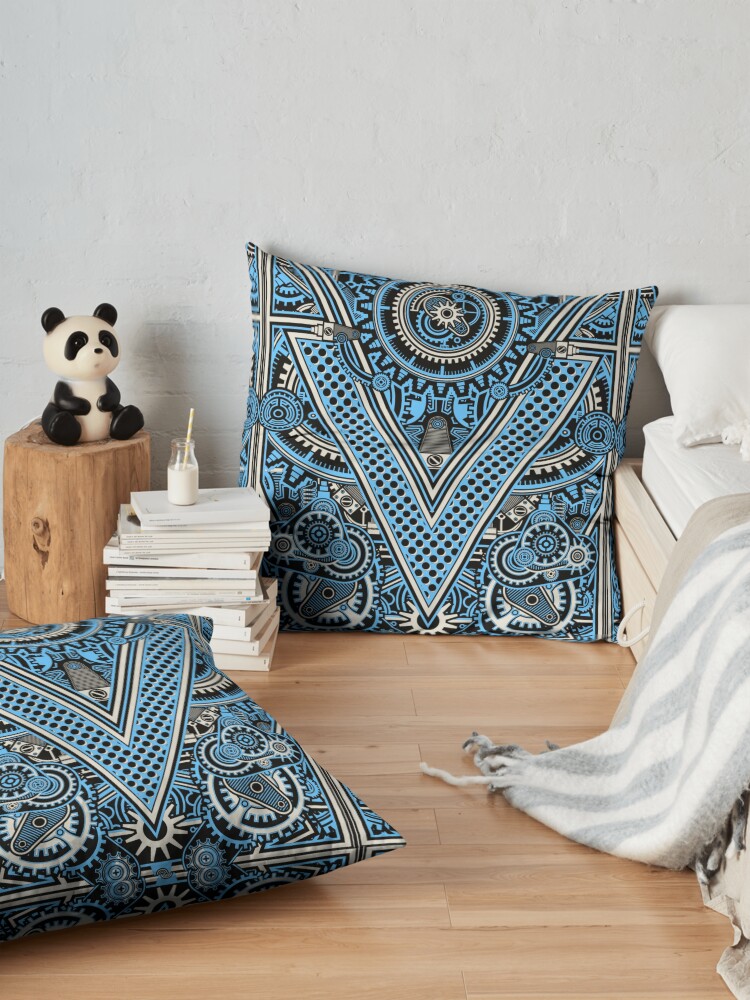 Alternate view of Blue Mechanical Gear Pattern Floor Pillow
