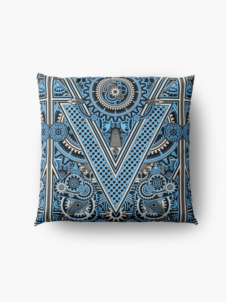 Alternate view of Blue Mechanical Gear Pattern Floor Pillow
